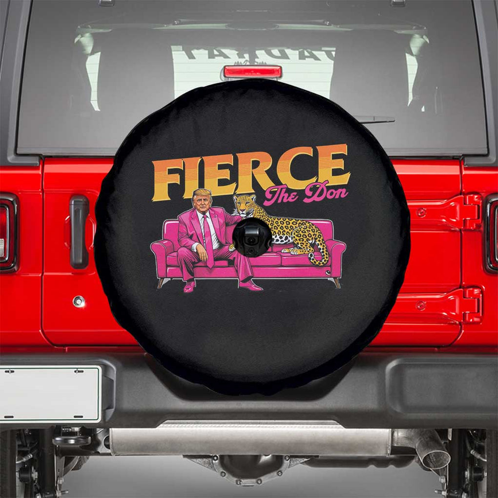 Trump 2024 Spare Tire Cover Fierce The Don Pink Trump Leopard TS09 Black Print Your Wear