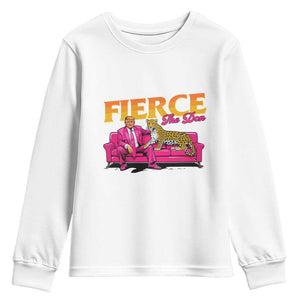 Trump 2024 Youth Sweatshirt Fierce The Don Pink Trump Leopard TS09 White Print Your Wear