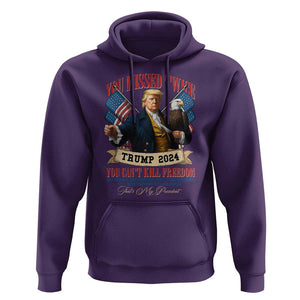 Trump 2024 Hoodie You Can't Kill The Freedom Stand With Trump Failed Assassination TS09 Purple Print Your Wear