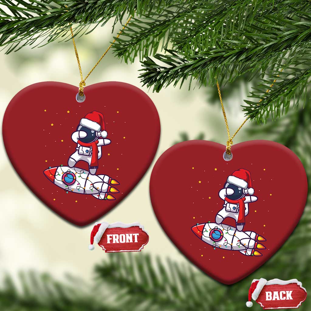 Santa Astronaut Dabbing Space Rocket Xmas Christmas Ornament TS09 Heart Red Print Your Wear