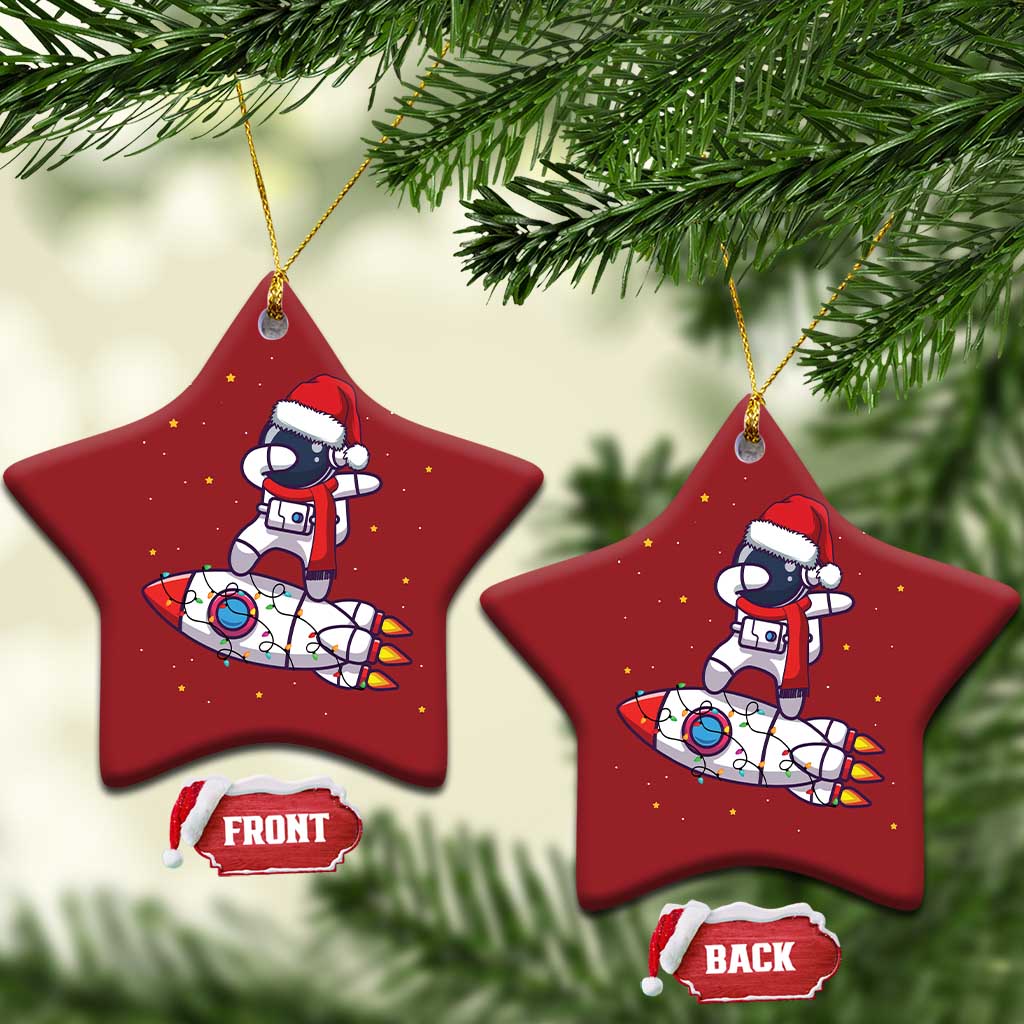 Santa Astronaut Dabbing Space Rocket Xmas Christmas Ornament TS09 Star Red Print Your Wear