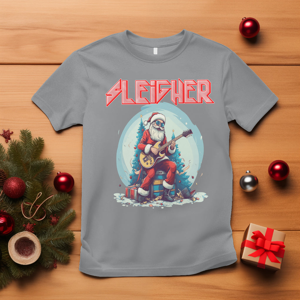 Sleigher Hail Santa Heavy Metal Christmas Rock T Shirt TS09 Sport Gray Printyourwear