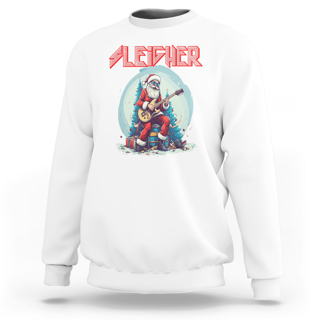 Sleigher Hail Santa Heavy Metal Christmas Rock Sweatshirt TS09 White Printyourwear