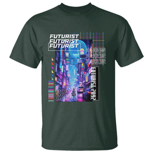 Japanese Cyberpunk T Shirt Tokyo Street Of Japan Night Futurist Aesthetic TS09 Dark Forest Green Printyourwear