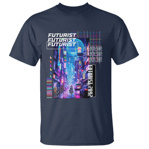 Japanese Cyberpunk T Shirt Tokyo Street Of Japan Night Futurist Aesthetic TS09 Navy Printyourwear