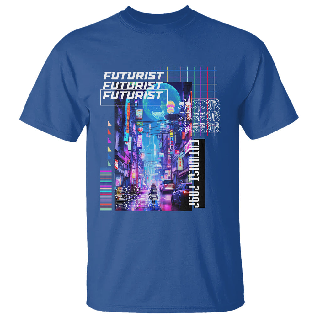 Japanese Cyberpunk T Shirt Tokyo Street Of Japan Night Futurist Aesthetic TS09 Royal Blue Printyourwear