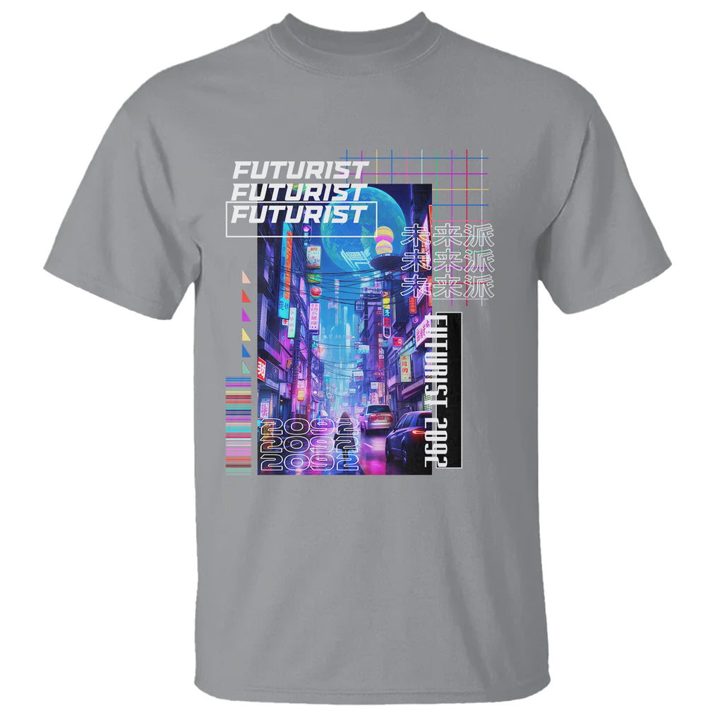 Japanese Cyberpunk T Shirt Tokyo Street Of Japan Night Futurist Aesthetic TS09 Sport Gray Printyourwear