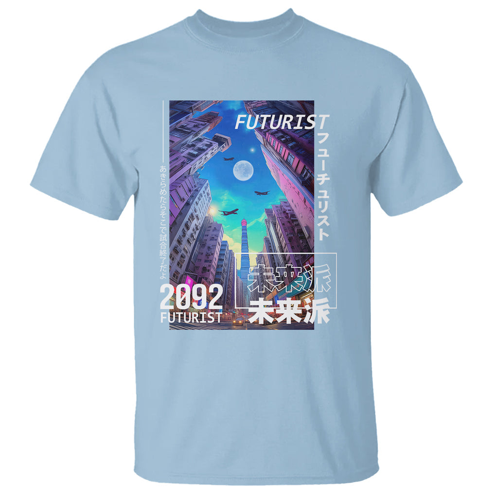 Japanese Cyberpunk T Shirt Tokyo Street Of Japan Night Futurist Aesthetic TS09 Light Blue Printyourwear