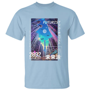 Japanese Cyberpunk T Shirt Tokyo Street Of Japan Night Futurist Aesthetic TS09 Light Blue Printyourwear