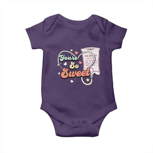 Valentine's Day Baby Onesie Retro Nurse Valentine You're So Sweet D10W Medical Peds PICU TS09 Purple Print Your Wear