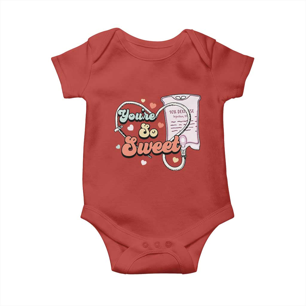 Valentine's Day Baby Onesie Retro Nurse Valentine You're So Sweet D10W Medical Peds PICU TS09 Red Print Your Wear