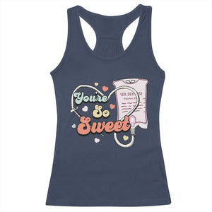 Valentine's Day Racerback Tank Top Retro Nurse Valentine You're So Sweet D10W Medical Peds PICU TS09 Navy Print Your Wear