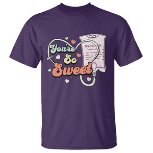 Valentine's Day T Shirt Retro Nurse Valentine You're So Sweet D10W Medical Peds PICU TS09 Purple Printyourwear