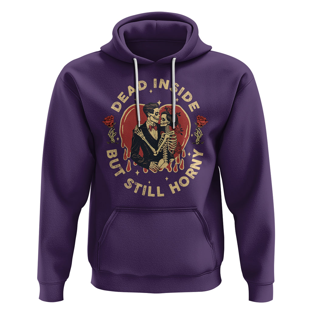 Dead Inside But Still Horny Vintage Skeleton Couple Valentine's Day Hoodie TS09 Purple Printyourwear