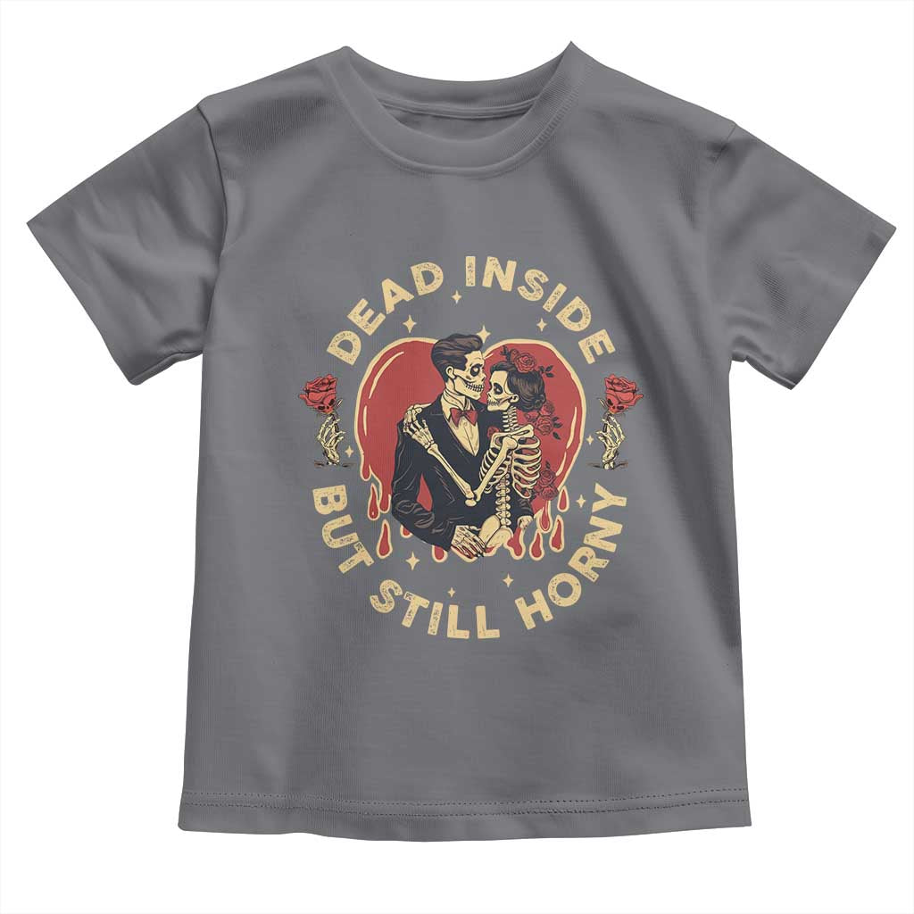 Dead Inside But Still Horny Vintage Skeleton Couple Valentine's Day Toddler T Shirt TS09 Charcoal Print Your Wear