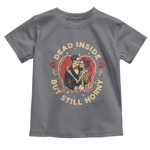 Dead Inside But Still Horny Vintage Skeleton Couple Valentine's Day Toddler T Shirt TS09 Charcoal Print Your Wear