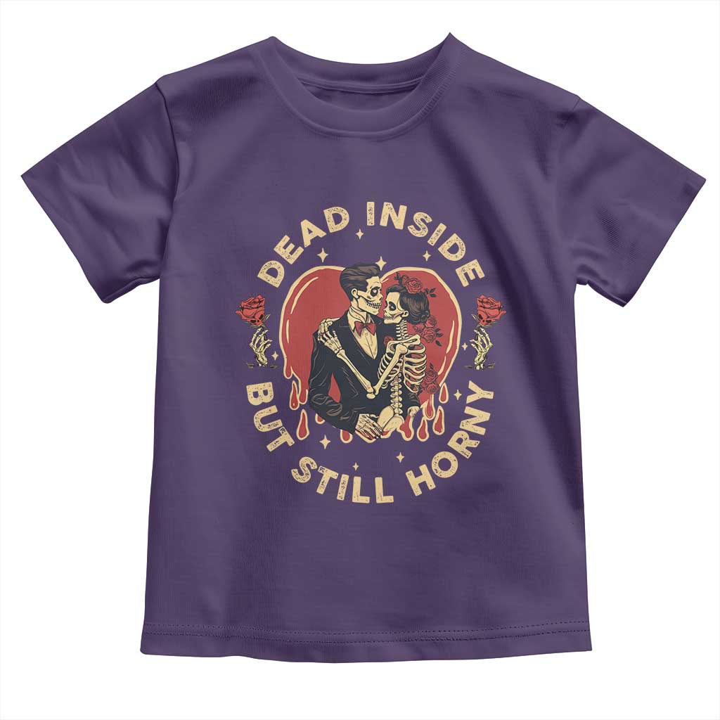Dead Inside But Still Horny Vintage Skeleton Couple Valentine's Day Toddler T Shirt TS09 Purple Print Your Wear