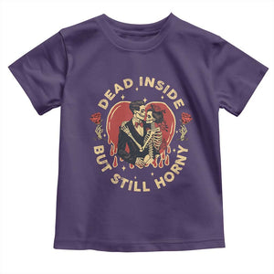 Dead Inside But Still Horny Vintage Skeleton Couple Valentine's Day Toddler T Shirt TS09 Purple Print Your Wear