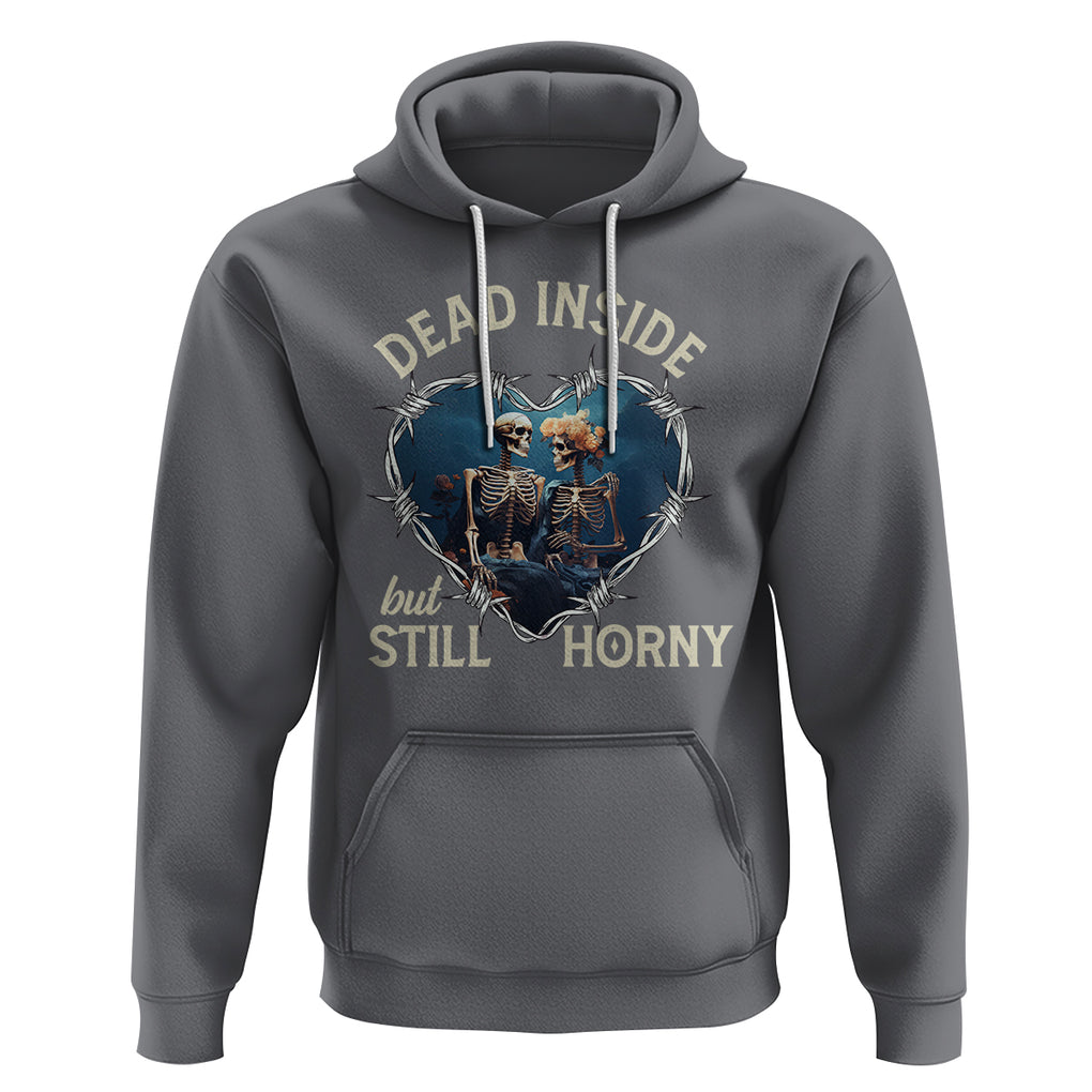 Dead Inside But Still Horny Skeleton Couple Valentine's Day Hoodie TS09 Charcoal Printyourwear