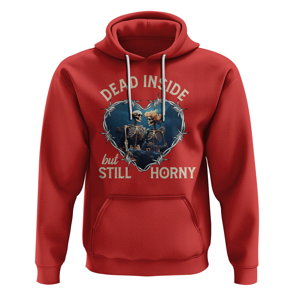 Dead Inside But Still Horny Skeleton Couple Valentine's Day Hoodie TS09 Red Printyourwear