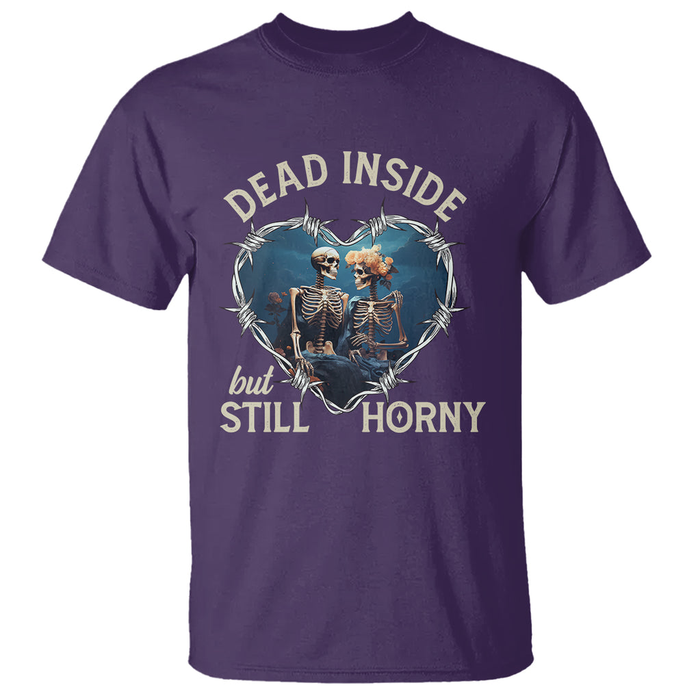 Dead Inside But Still Horny Skeleton Couple Valentine's Day T Shirt TS09 Purple Printyourwear