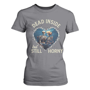 Dead Inside But Still Horny Skeleton Couple Valentine's Day T Shirt For Women TS09 Charcoal Print Your Wear