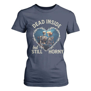Dead Inside But Still Horny Skeleton Couple Valentine's Day T Shirt For Women TS09 Navy Print Your Wear