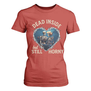 Dead Inside But Still Horny Skeleton Couple Valentine's Day T Shirt For Women TS09 Red Print Your Wear