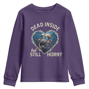 Dead Inside But Still Horny Skeleton Couple Valentine's Day Youth Sweatshirt TS09 Purple Print Your Wear