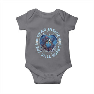Lesbian Skeleton Couple Valentine's Day Baby Onesie Dead Inside But Still Horny TS09 Charcoal Print Your Wear