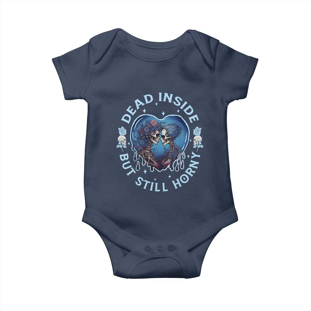 Lesbian Skeleton Couple Valentine's Day Baby Onesie Dead Inside But Still Horny TS09 Navy Print Your Wear