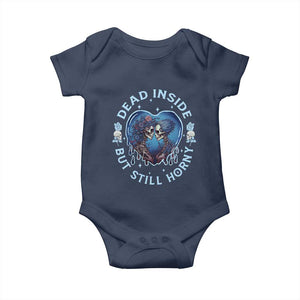 Lesbian Skeleton Couple Valentine's Day Baby Onesie Dead Inside But Still Horny TS09 Navy Print Your Wear