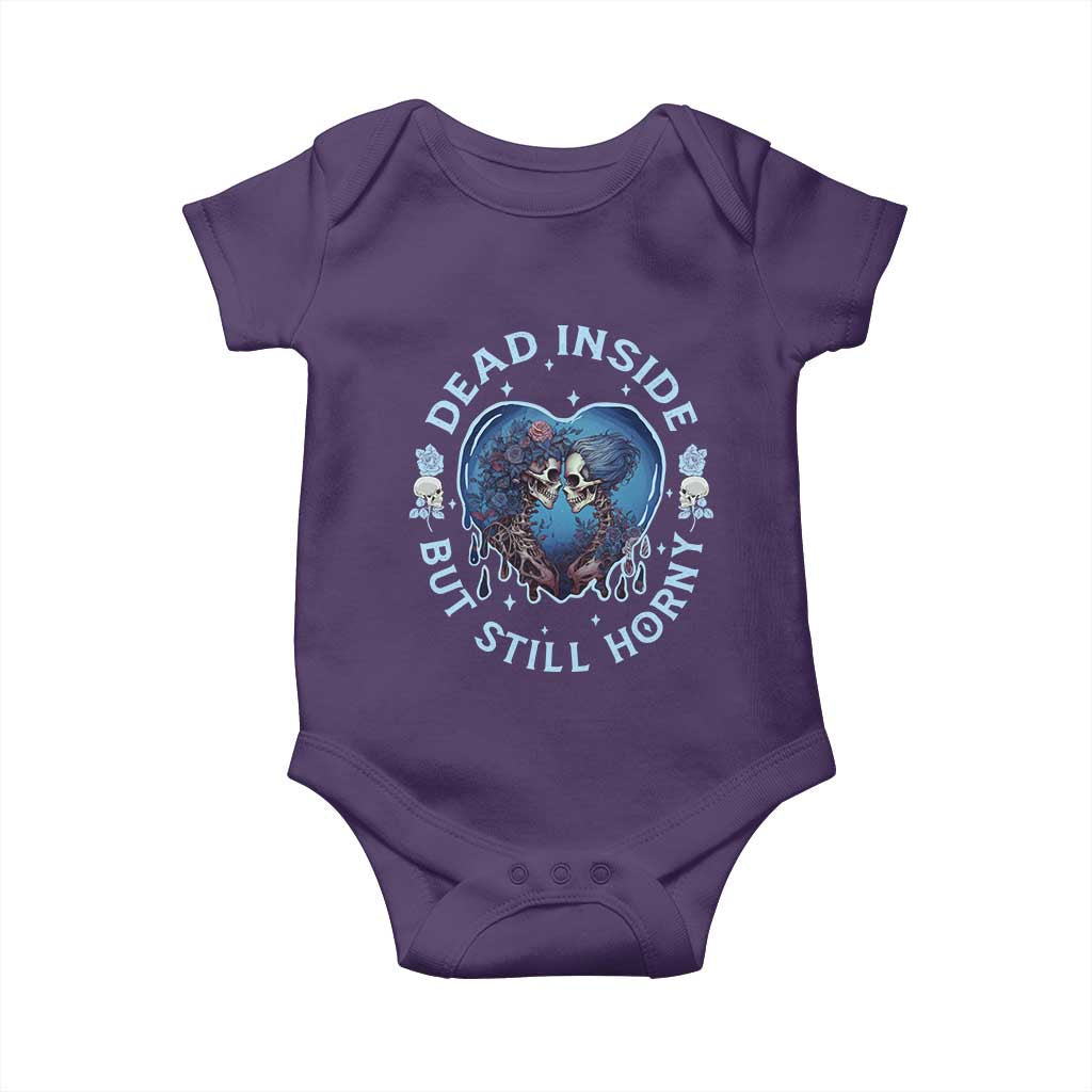 Lesbian Skeleton Couple Valentine's Day Baby Onesie Dead Inside But Still Horny TS09 Purple Print Your Wear