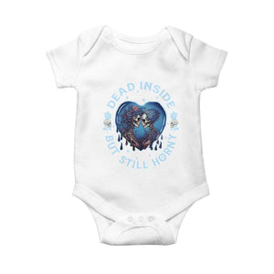 Lesbian Skeleton Couple Valentine's Day Baby Onesie Dead Inside But Still Horny TS09 White Print Your Wear