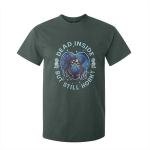 Lesbian Skeleton Couple Valentine's Day T Shirt For Kid Dead Inside But Still Horny TS09 Dark Forest Green Print Your Wear