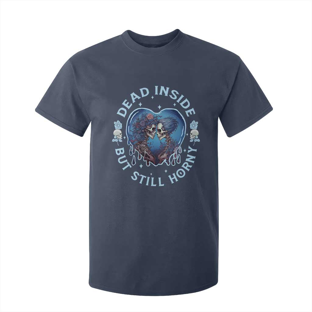 Lesbian Skeleton Couple Valentine's Day T Shirt For Kid Dead Inside But Still Horny TS09 Navy Print Your Wear
