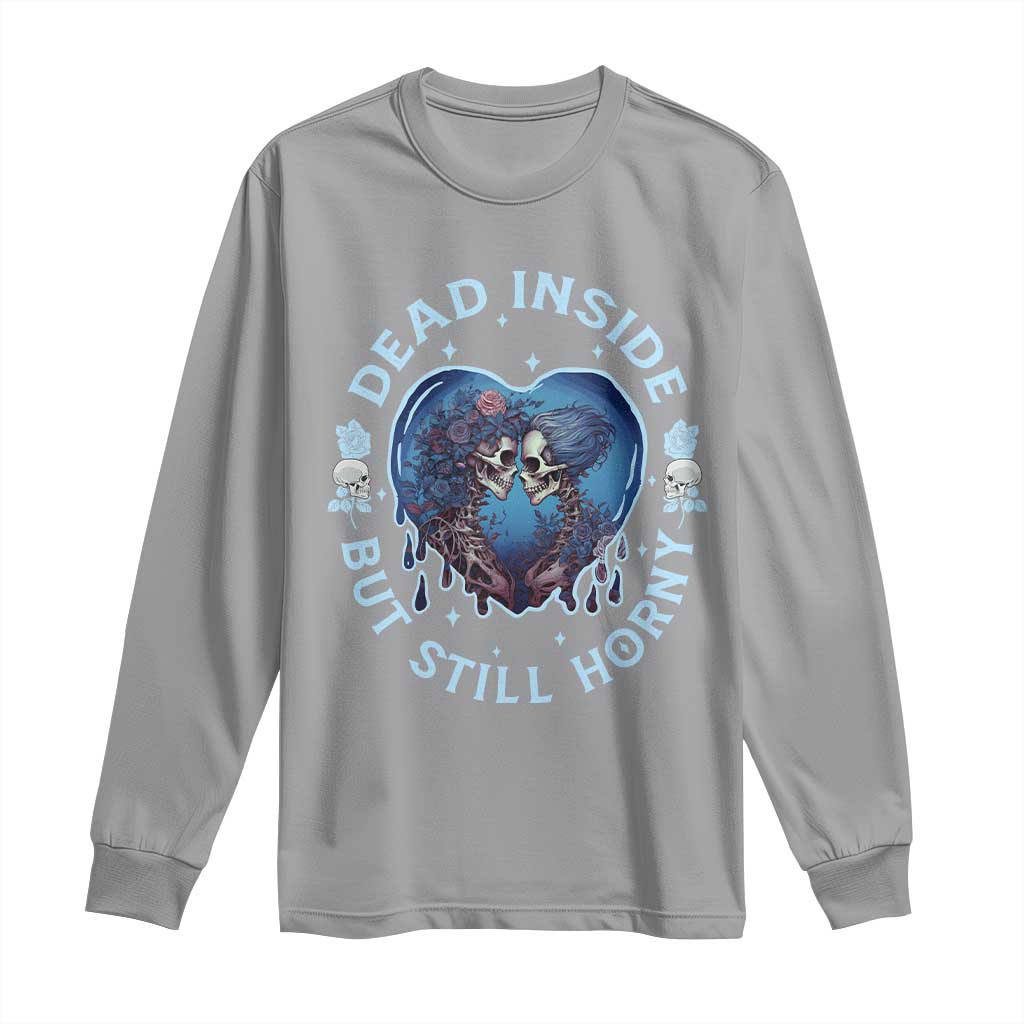 Lesbian Skeleton Couple Valentine's Day Long Sleeve Shirt Dead Inside But Still Horny TS09 Sport Gray Print Your Wear