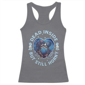 Lesbian Skeleton Couple Valentine's Day Racerback Tank Top Dead Inside But Still Horny TS09 Charcoal Print Your Wear