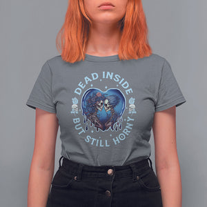 Lesbian Skeleton Couple Valentine's Day T Shirt For Women Dead Inside But Still Horny TS09 Charcoal Printyourwear