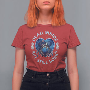 Lesbian Skeleton Couple Valentine's Day T Shirt For Women Dead Inside But Still Horny TS09 Red Printyourwear