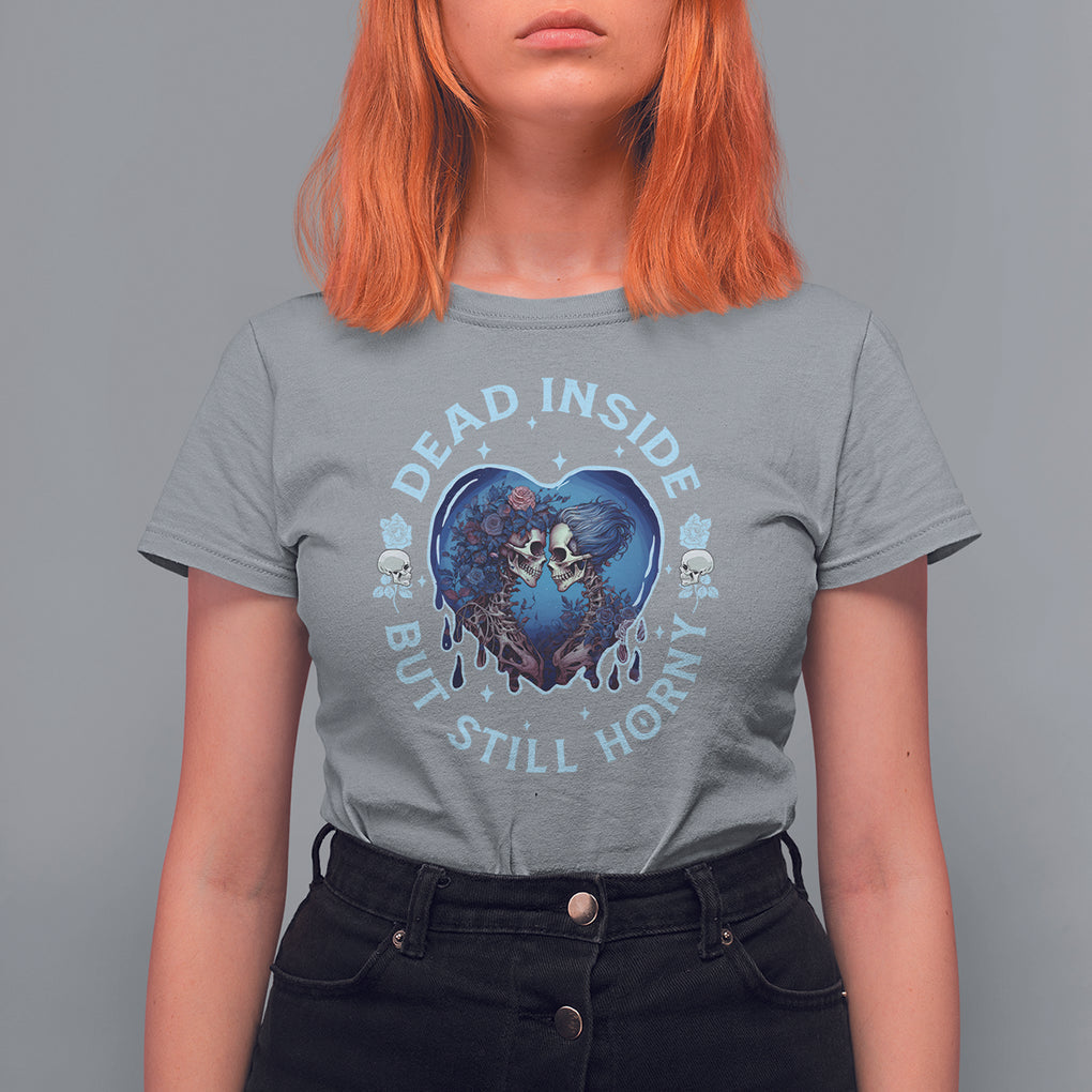 Lesbian Skeleton Couple Valentine's Day T Shirt For Women Dead Inside But Still Horny TS09 Sport Gray Printyourwear