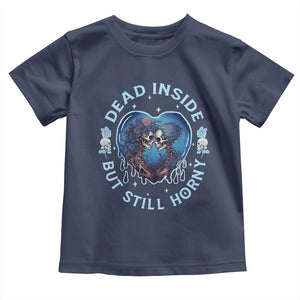 Lesbian Skeleton Couple Valentine's Day Toddler T Shirt Dead Inside But Still Horny TS09 Navy Print Your Wear