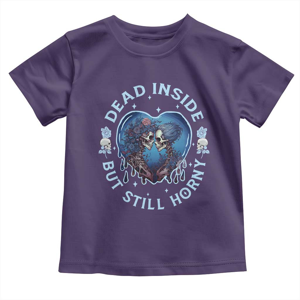 Lesbian Skeleton Couple Valentine's Day Toddler T Shirt Dead Inside But Still Horny TS09 Purple Print Your Wear