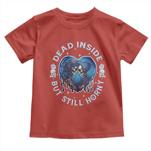 Lesbian Skeleton Couple Valentine's Day Toddler T Shirt Dead Inside But Still Horny TS09 Red Print Your Wear