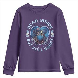 Lesbian Skeleton Couple Valentine's Day Youth Sweatshirt Dead Inside But Still Horny TS09 Purple Print Your Wear