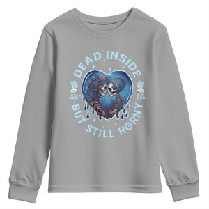 Lesbian Skeleton Couple Valentine's Day Youth Sweatshirt Dead Inside But Still Horny TS09 Sport Gray Print Your Wear