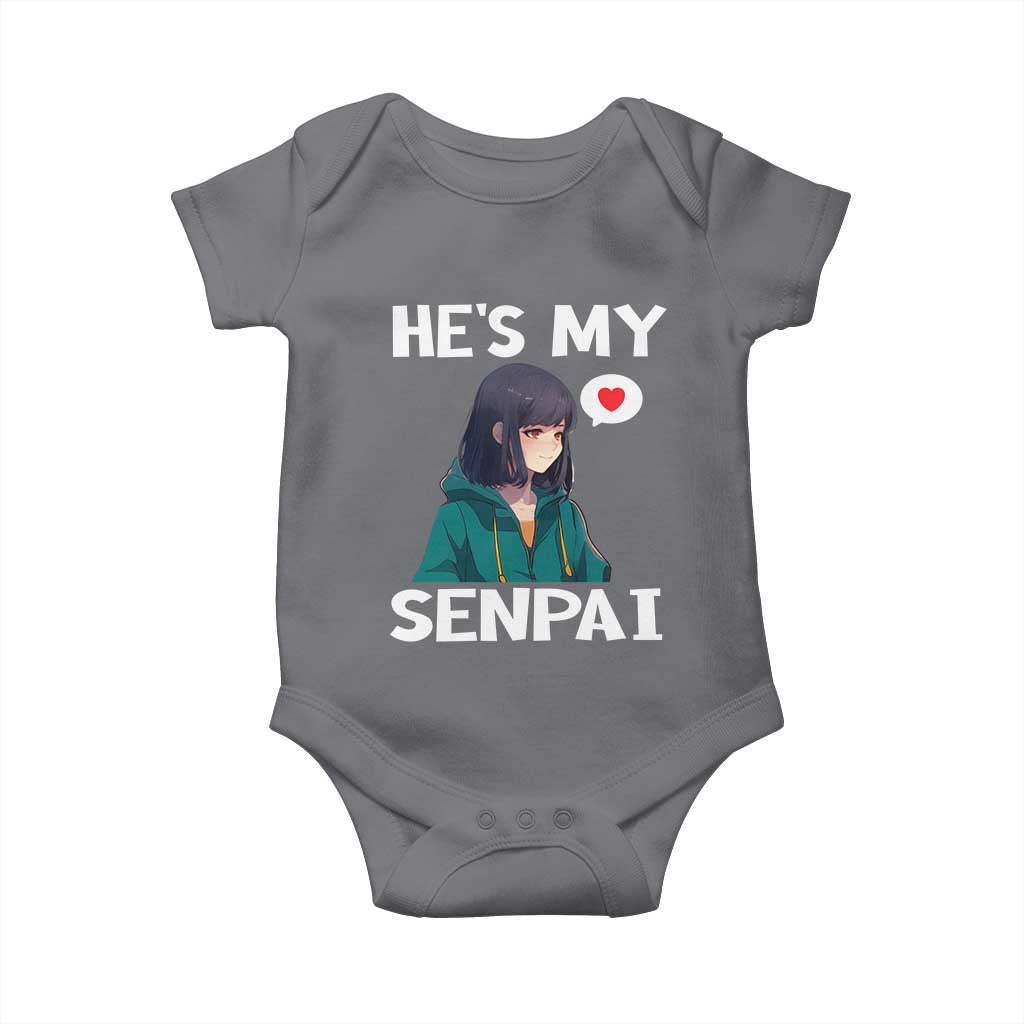 Valentine's Day Couple Matching Baby Onesie He's My Senpai Funny Anime Girlfriend TS09 Charcoal Print Your Wear