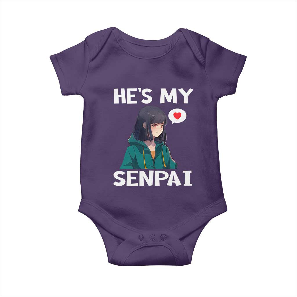 Valentine's Day Couple Matching Baby Onesie He's My Senpai Funny Anime Girlfriend TS09 Purple Print Your Wear