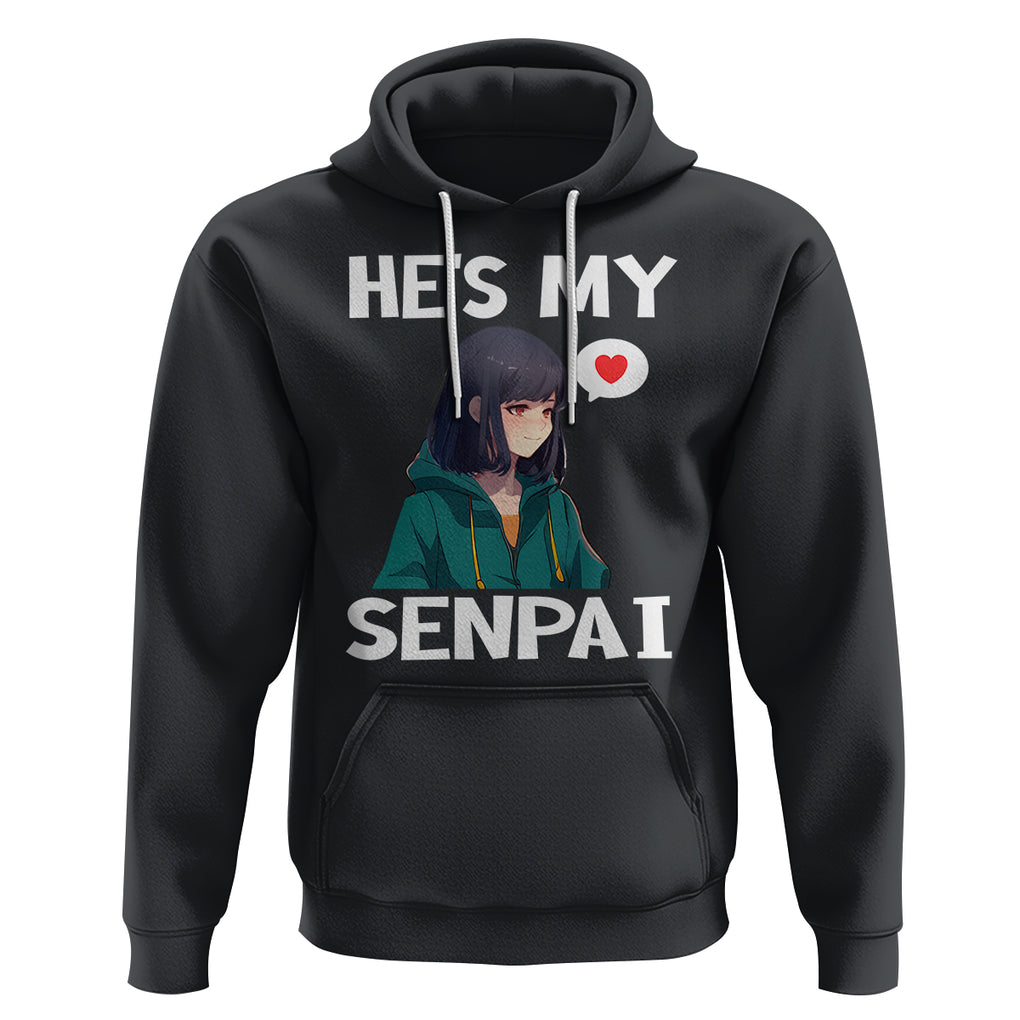 Valentine's Day Couple Matching Hoodie He's My Senpai Funny Anime Girlfriend TS09 Black Printyourwear
