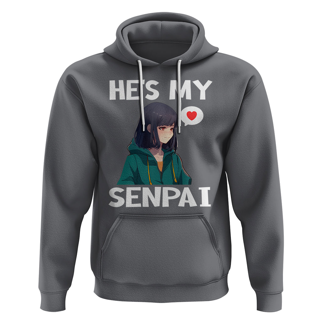 Valentine's Day Couple Matching Hoodie He's My Senpai Funny Anime Girlfriend TS09 Charcoal Printyourwear